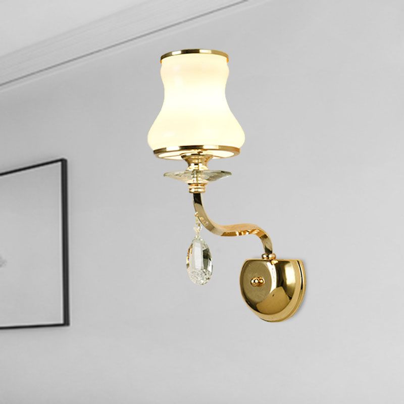 Lámpara de pared de campana de vidrio blanco vintage 1/2 cabezas de sala de estar LED LIGE LIGHTIVE con acento de cristal