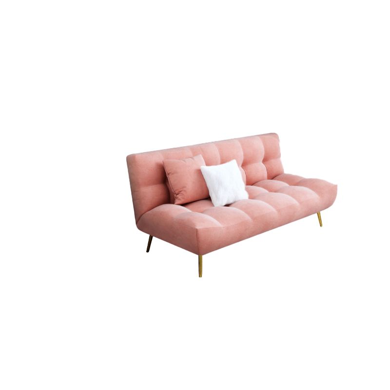 Scandinavian Tufted Back Couch Armless Sofa Bed with Brass Legs