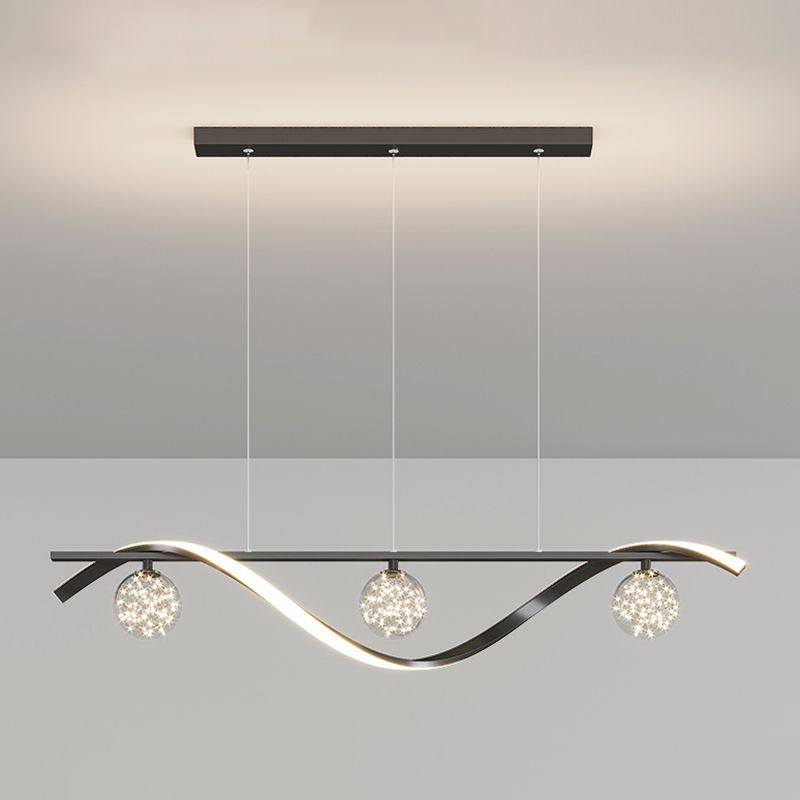 Nordic Light Luxury Simple Contemporary Style LED Hanging Island Pendant Light for Dining Room Bar