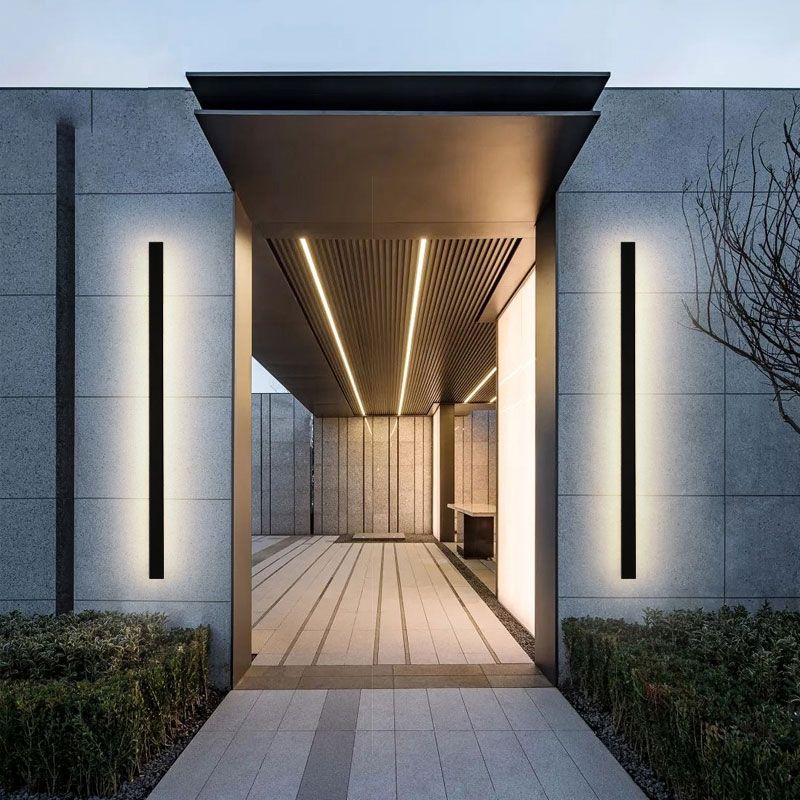 Metal Linear Shade Metal Wall Lights Modern 1 Head Wall Mount Fixture in Black