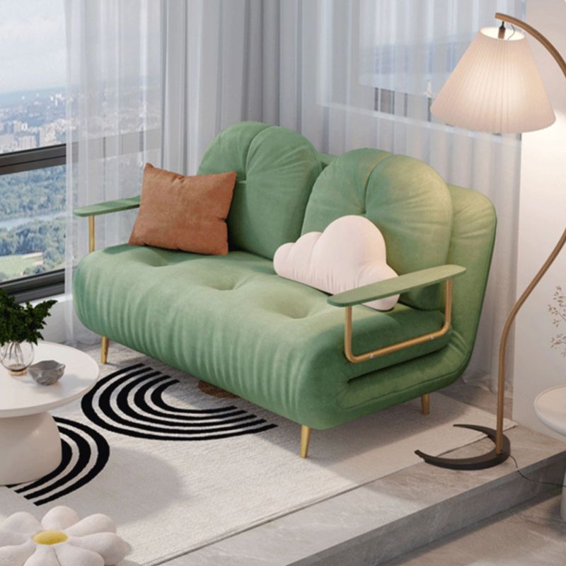 Tufted Glam Convertible Sofa Full/Queen-size Upholstered Loveseat with 2 Pillows