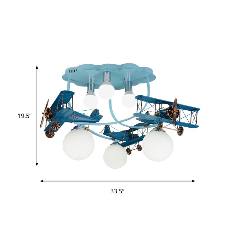 Modern Vivid Glider Ceiling Light 6 Lumières Metal Semi-Flush Mount Light for Baby Bedroom