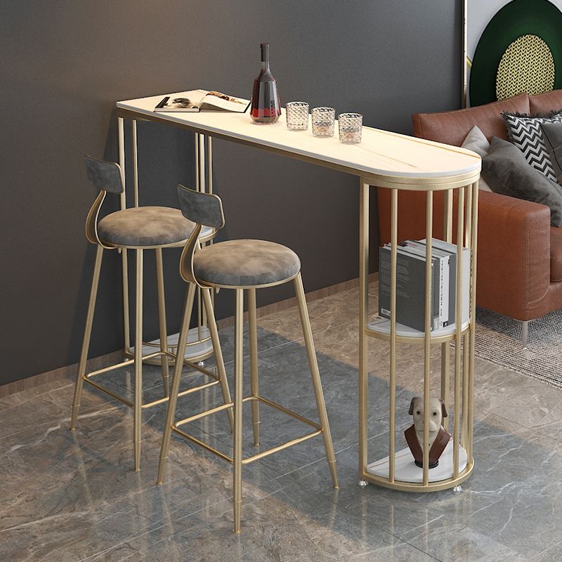 Free Form Counter Height Dining Table with Storage Modern Bar Dining Table