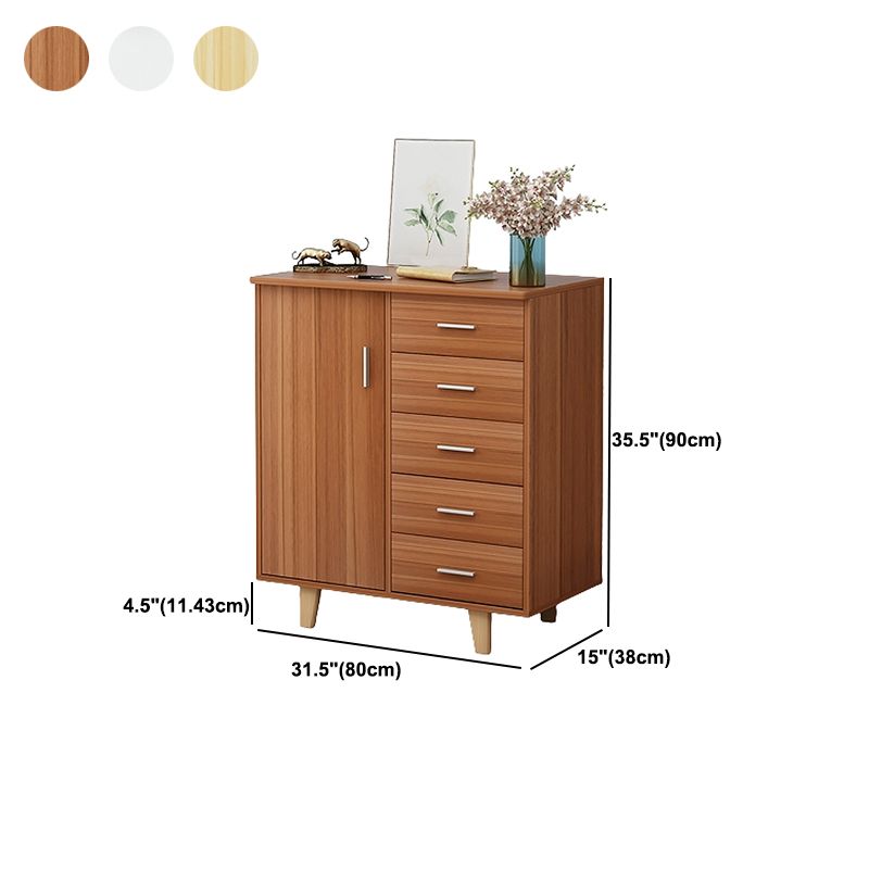 Rectangle Wood Accent Cabinet with 5 Drawers and Straight Legs Side Cabinet