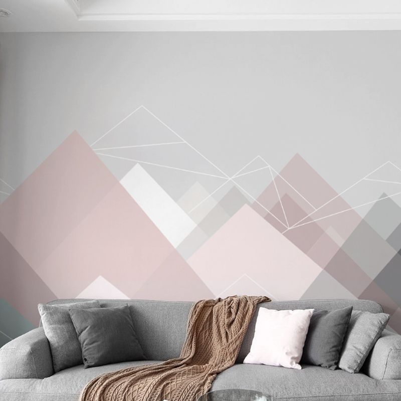Simple Triangle Mural Wallpaper Non-Woven Fabric Wall Art for Accent Wall, Custom-Made
