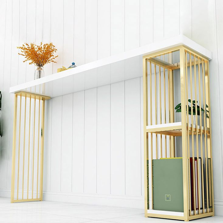 Glam 1/2/3 Pieces Bar Table Set Rectangle Bar Table with High Metal Stools for Home