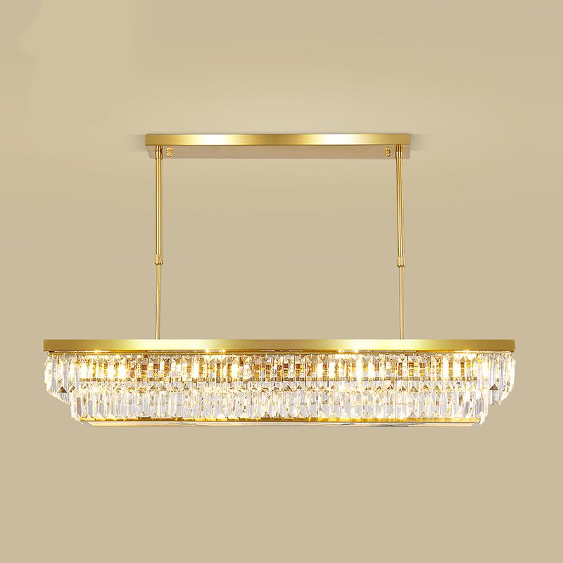 Contemporary Style Rectangle Shape Island Lights Crystal 4 Light Island Lighting in Gold