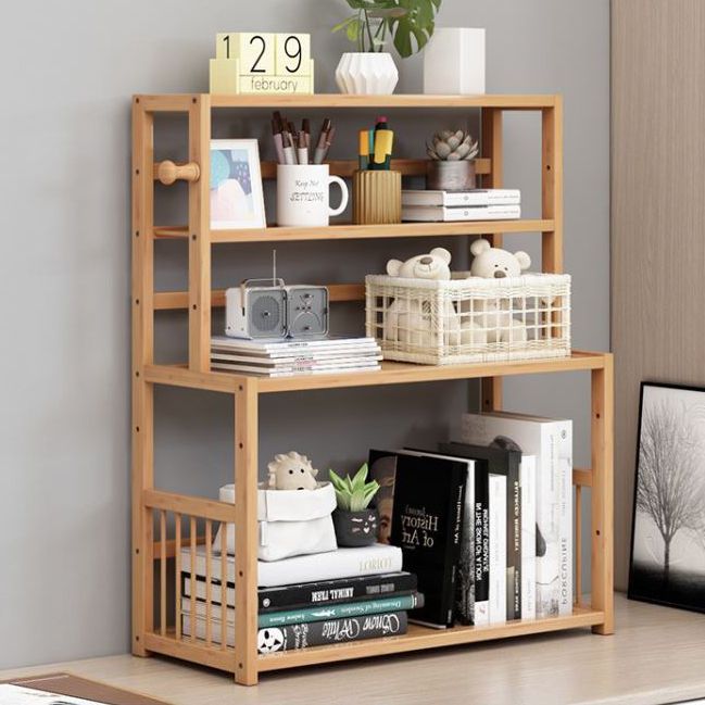 Bamboo Shelf Bookcase Natural Open Back Bookcase for Study Room