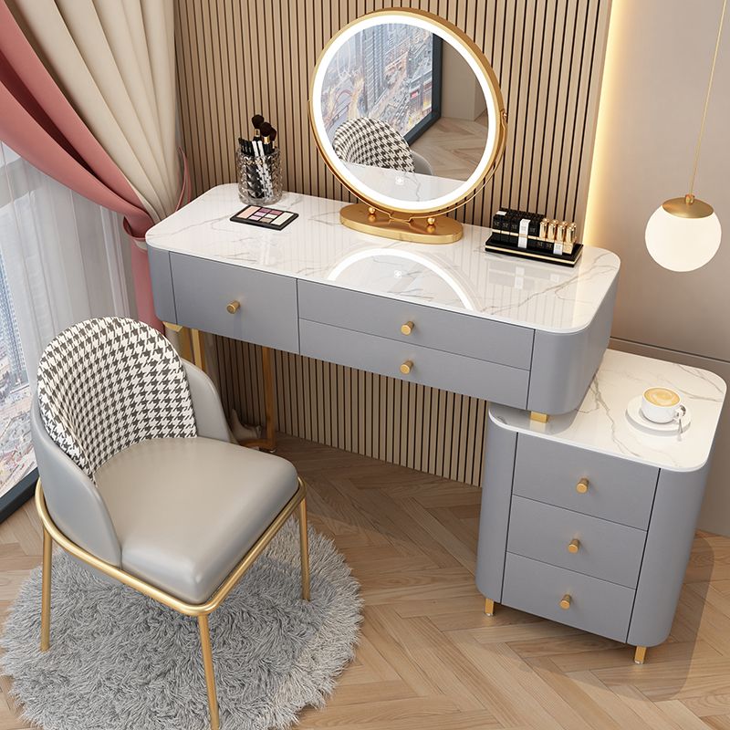 Glam Stone Bedroom Vanity Desk 6 Drawer Vanity Dressing Table