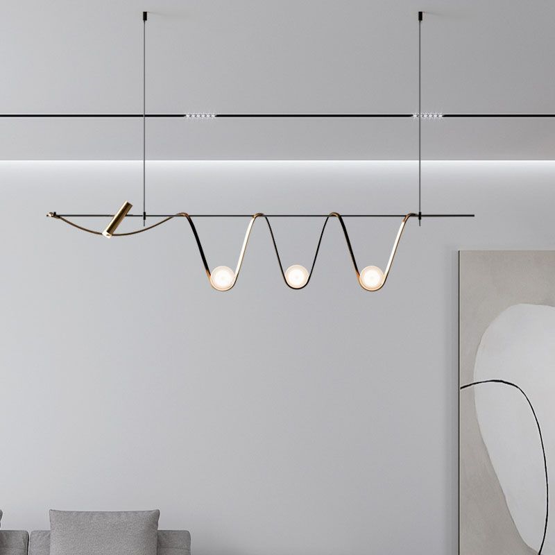 Black Metal Appeding Biling Light LED Linear Linear Lampade per isola per sala da pranzo