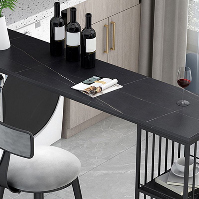 Industrial Style Bar Table Stone Rectangle Pub Table for Outdoor and Breakroom