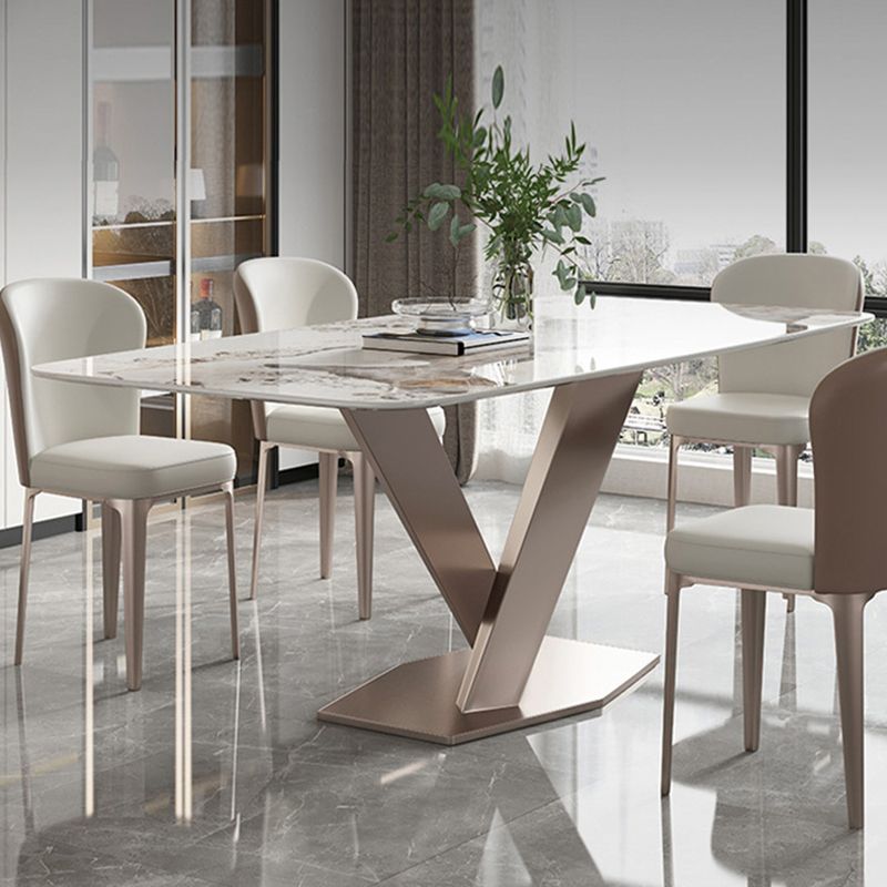 Modern Kitchen Sintered Stone Dining Set Rectangle Shape Standard Dining Set with 4 Legs Base