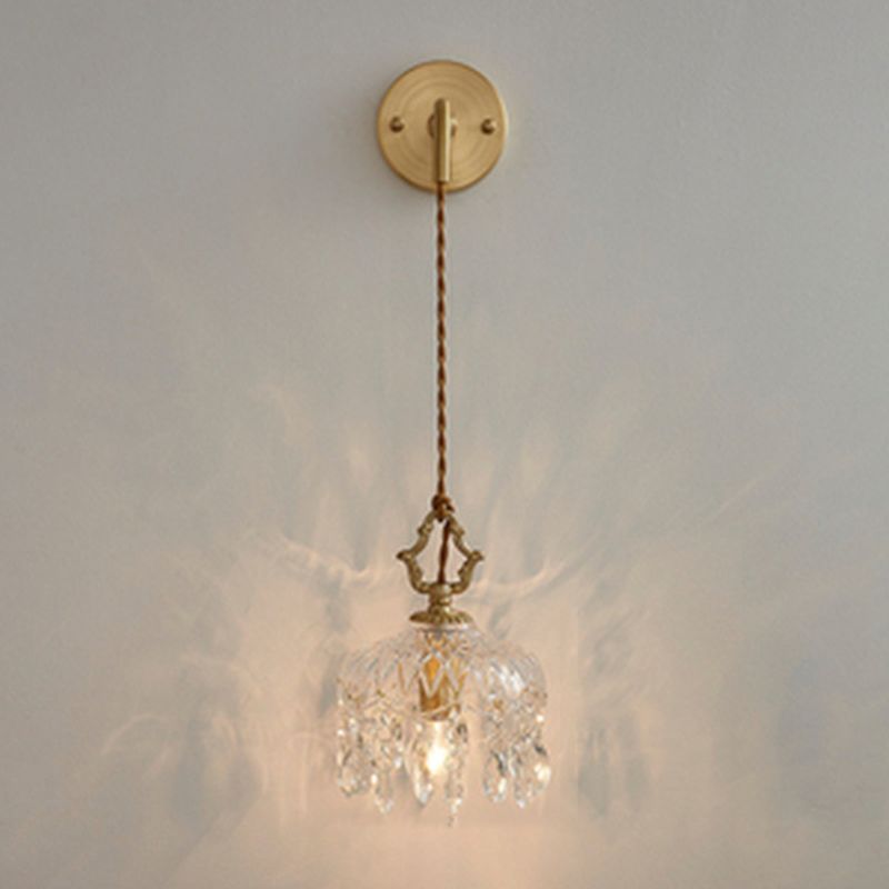 Metal Modern Wall Sconce Flower Shape Vanity Lamp with Glass Shade for Bathroom