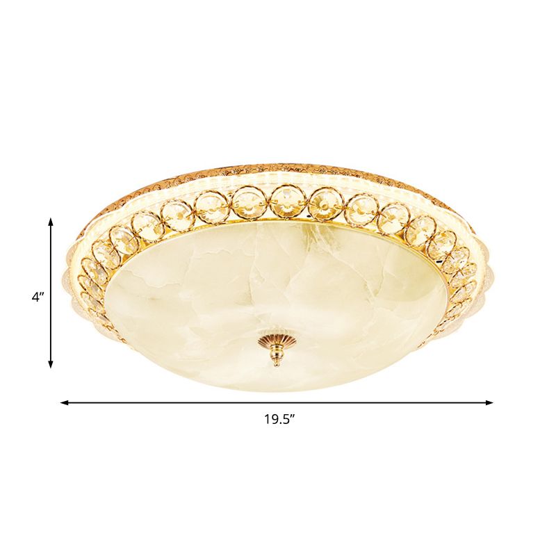 Getextureerde Glazen Kom Mount Lamp Moderne Led Flush Plafond Licht met Clear Crystal Accent in Goud, 12 "/16" Wide