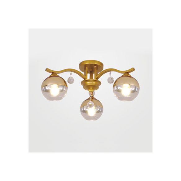 Sphere Shade Plafond Light With Crystal Deco 3 Lights Modern Clean Glass Glass Plafond Lampy Ford pour chambre