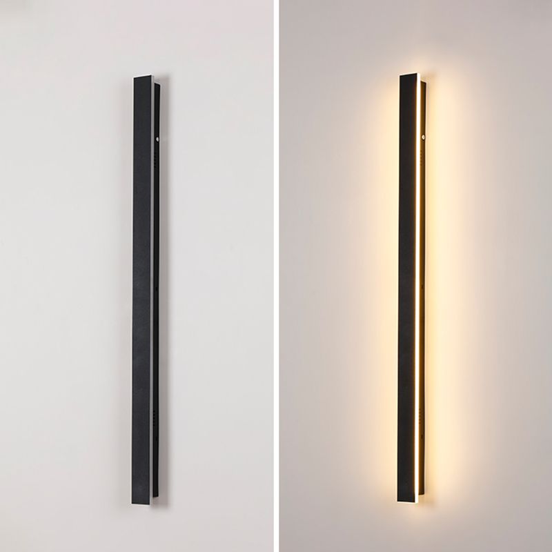 Metal Linear Shape Wall Light Modern Style 1-Light Wall Mount Light Fixture in Black