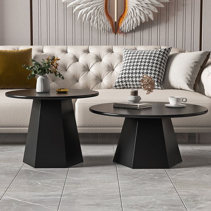 Pedestal 1/2 Black/White Coffee Table Metal Round Cocktail Table