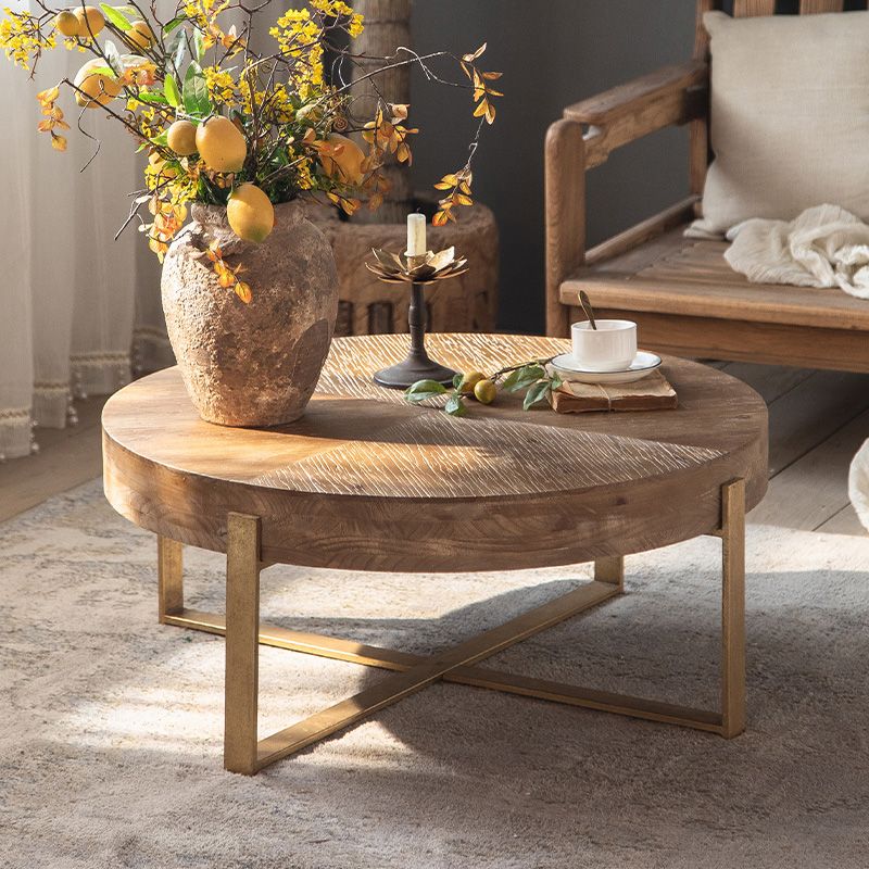Solid Wood Coffee Table Block Natural Color Coffee Table for Living Room