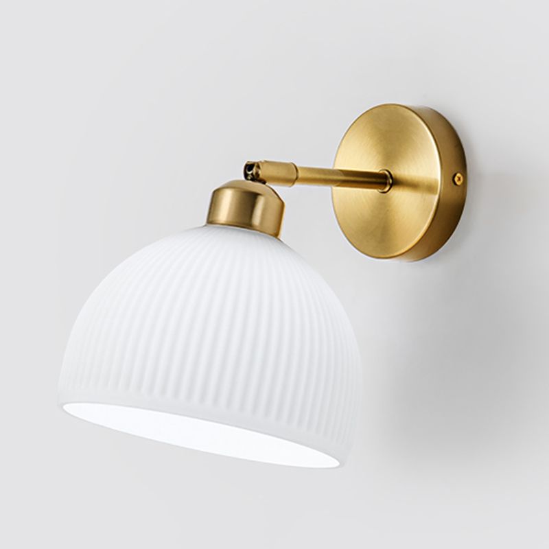 Nordic Style Wall Light Dome Shape Adjustable Wall Lamp with Glass Shade for Bedroom