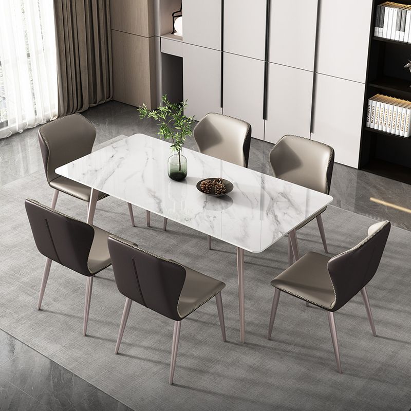 Rectangle Dining Table Modern 4 Legs Fixed Table of Sintered Stone
