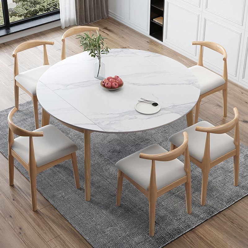 Modern White Round Shape Table Sintered Stone Top Standard Dining Table for Kitchen