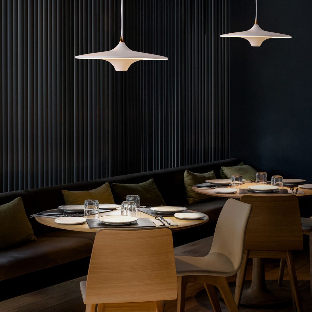 Flying Saucer Bedside Suspension Light Metallic 1 Bulb Minimalist LED Pendant Lamp