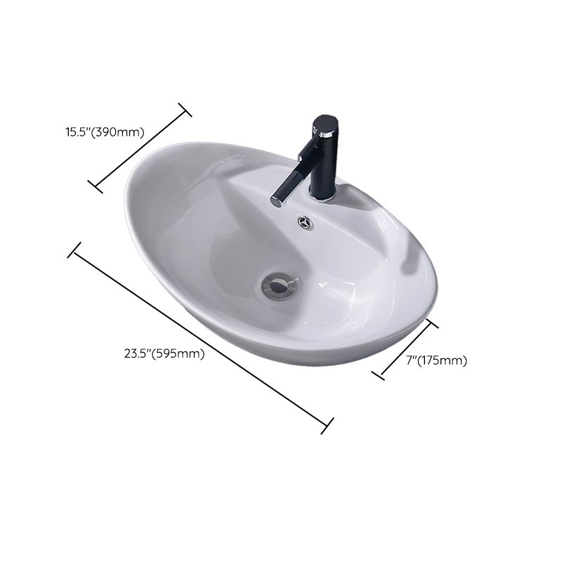 Modern Vessel Bathroom Sink Rectangular Porcelain Basin Sink (Not Include Faucet)