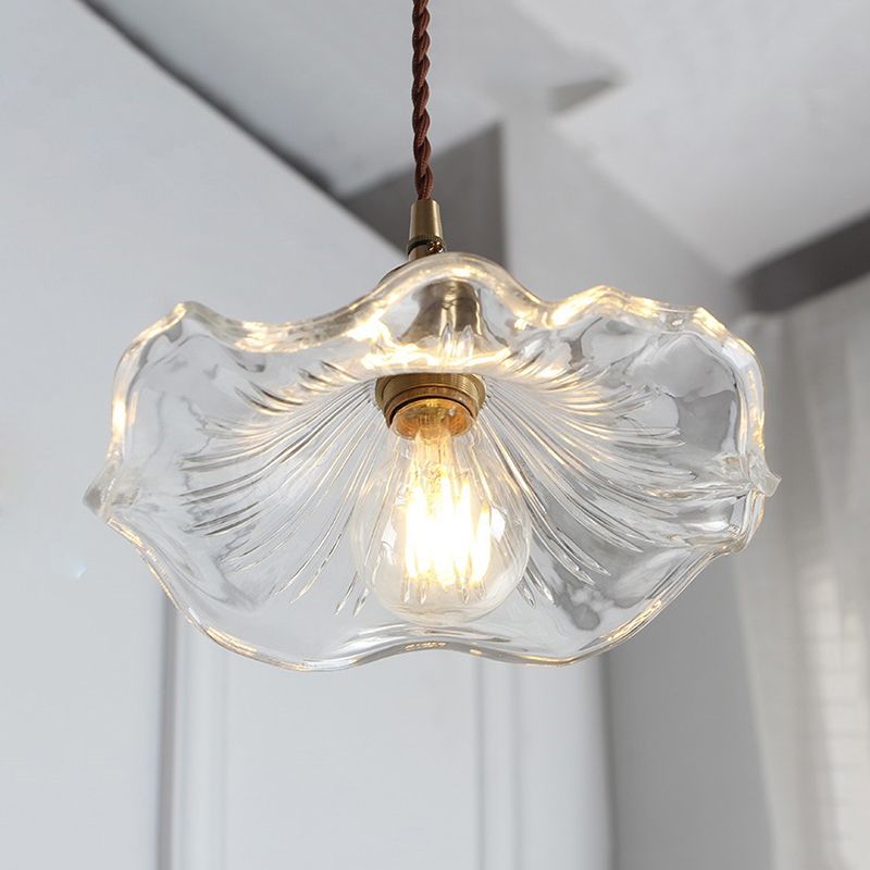 HALLWAY FOYER LOTUS BEAF hanger verlichting helder glas één licht eigentijdse hangende lamp