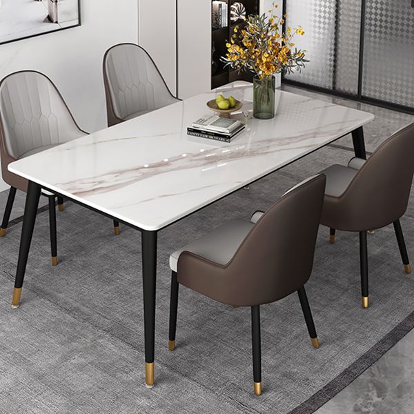 Metal and Slate Table Glam Style Simple Home Rectangular Dining Table