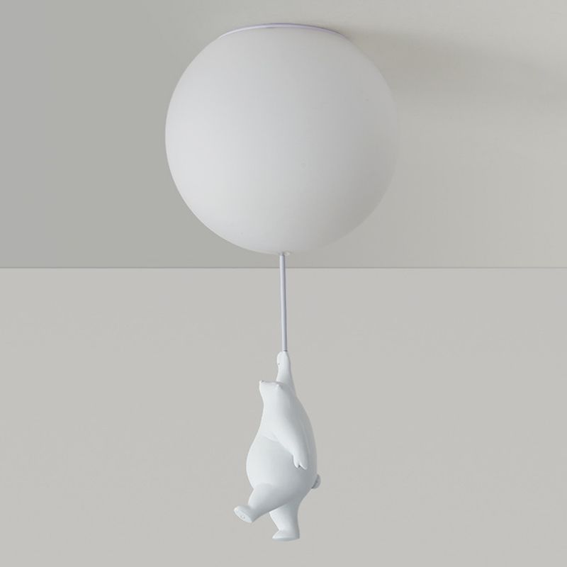 1 - Light Flush Mount Iron and Acrylic Kids Style Ceiling Flush in Ivory White