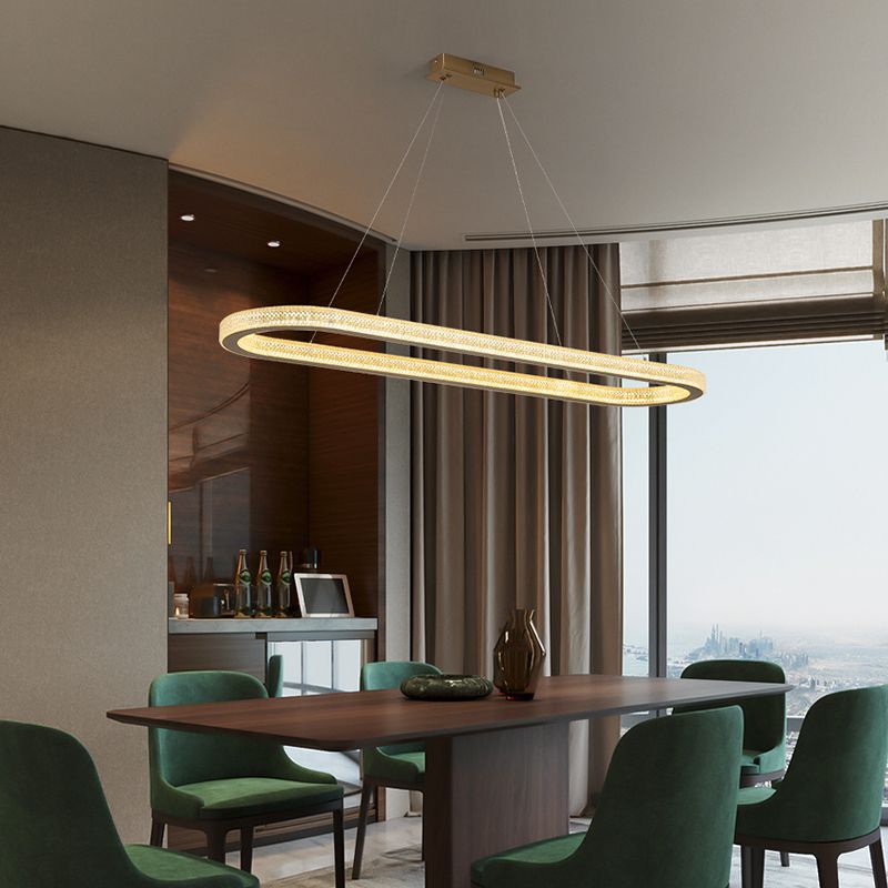 Comedor nórdico de la isla moderna del comedor ovalado LED colgante de luz colgante