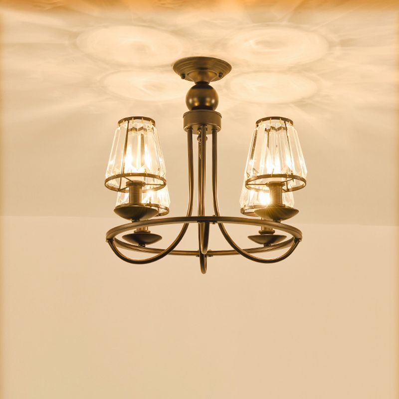 Schwarze konische Deckenhängung Lampe Traditionelle Cut-Kristall-Esszimmer Kronleuchter