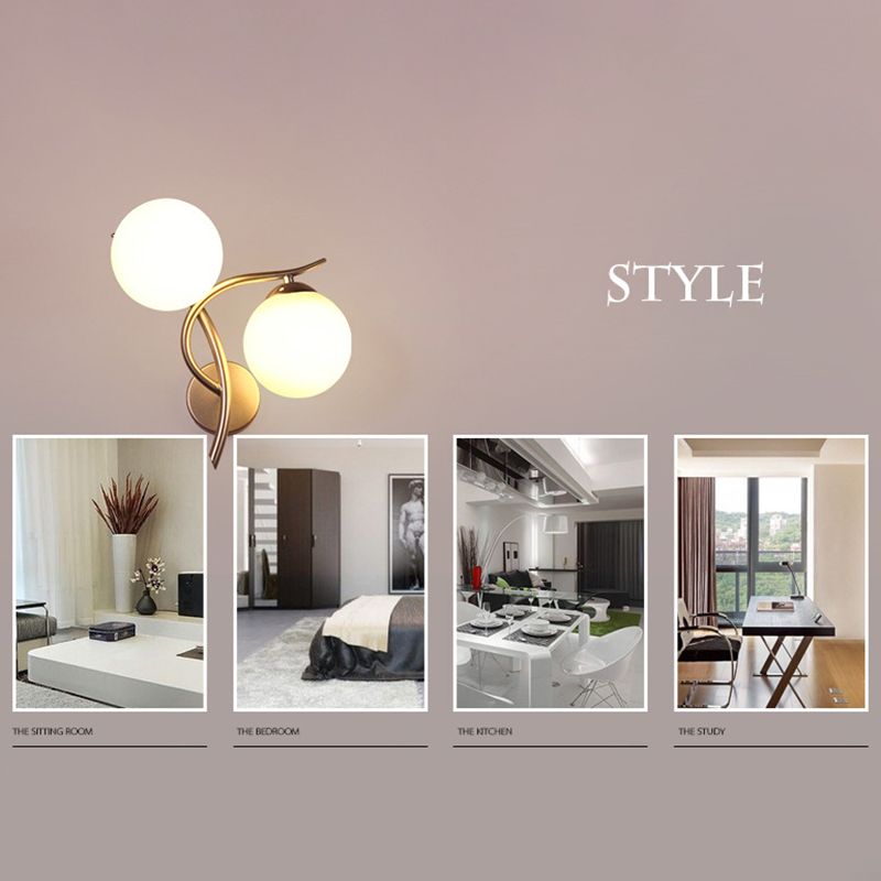 Modern Round Wall Mount Lighting Milky Glass Wall Mounted Lighting for Bedroom