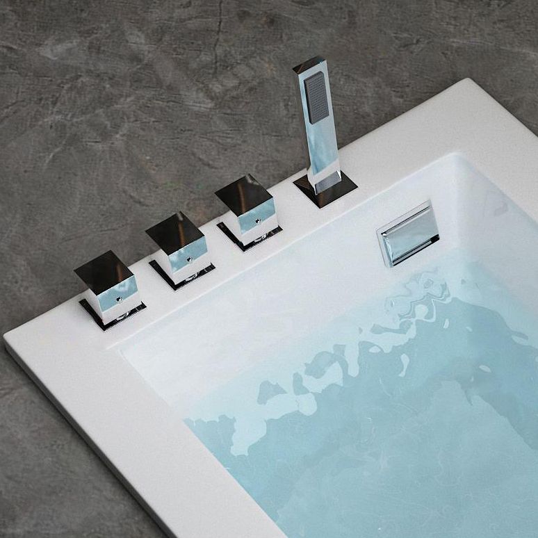 Modern Drop in Acrylic Bathtub Rectangular Soaking White Bath