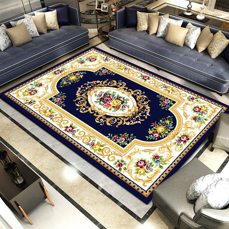 Modern European Carpet Medallion Pattern Area Rug Polyester Stain Resistant Carpet for Home Decor
