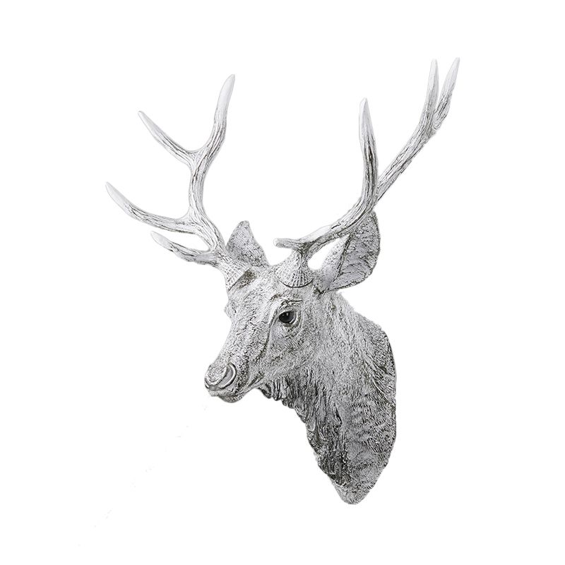 Deer Head Bedroom Wall Light Fixture Traditional Style Resin 1 Light Grey/Silver/Bronze Sconce Lamp