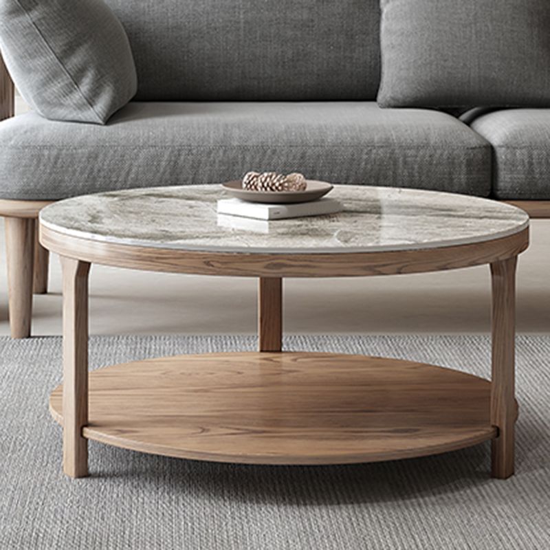 Modern Round 3 Legs Coffee Table No Distressing Coffee Table Set with Shelf