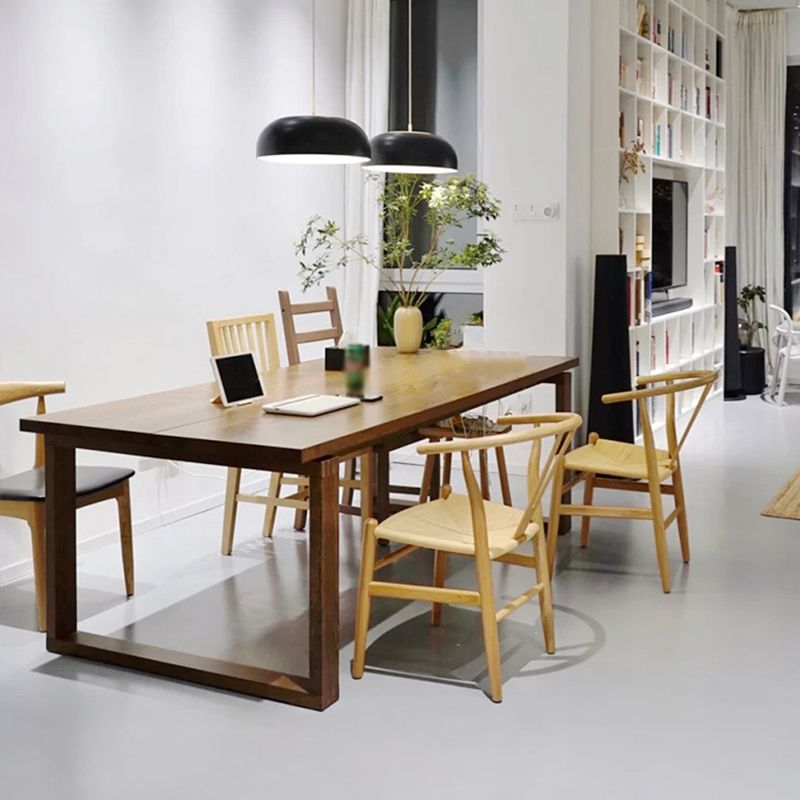 Modern Solid Wood Table for Restaurant Rectangle Table with Sled Base