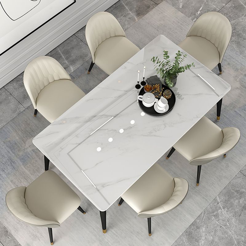 Modern 1/5/6/7 Pieces Dining Set Sintered Stone Dining Table Set with Leather Chairs
