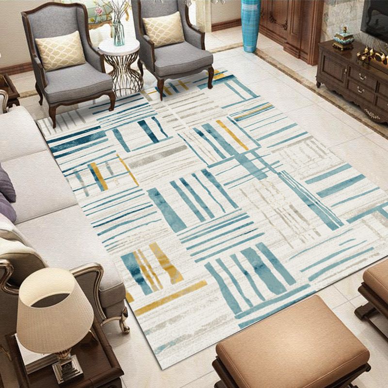 Decorative Lines Design Indoor Rug Contemporary Trendy Area Carpet Polyester Easy Care Anti-Slip Backing Rug for Living Room