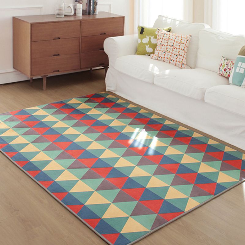 Enchanting Seamless Triangle Rug Multicolored Modern Carpet Synthetics Anti-Slip Washable Rug for Bedroom
