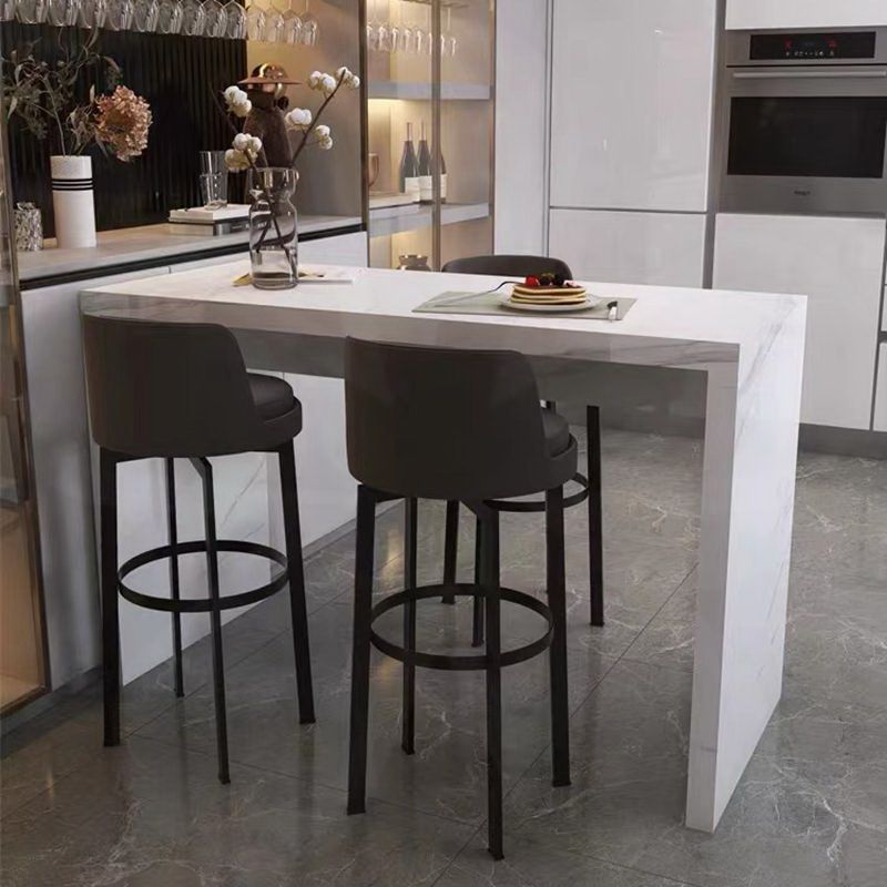 Glam Style Rectangle Bar Table White Colour Faux Marble Bar Dining Table