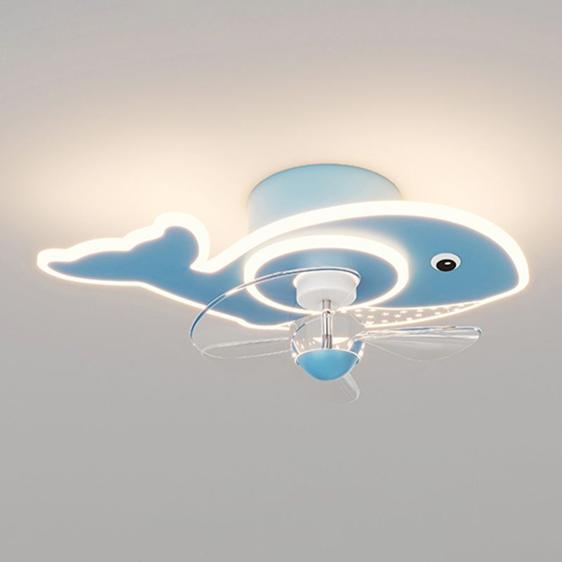 Children Ceiling Fan Light LED Ceiling Mount Lamp with Acrylic Shade for Bedroom