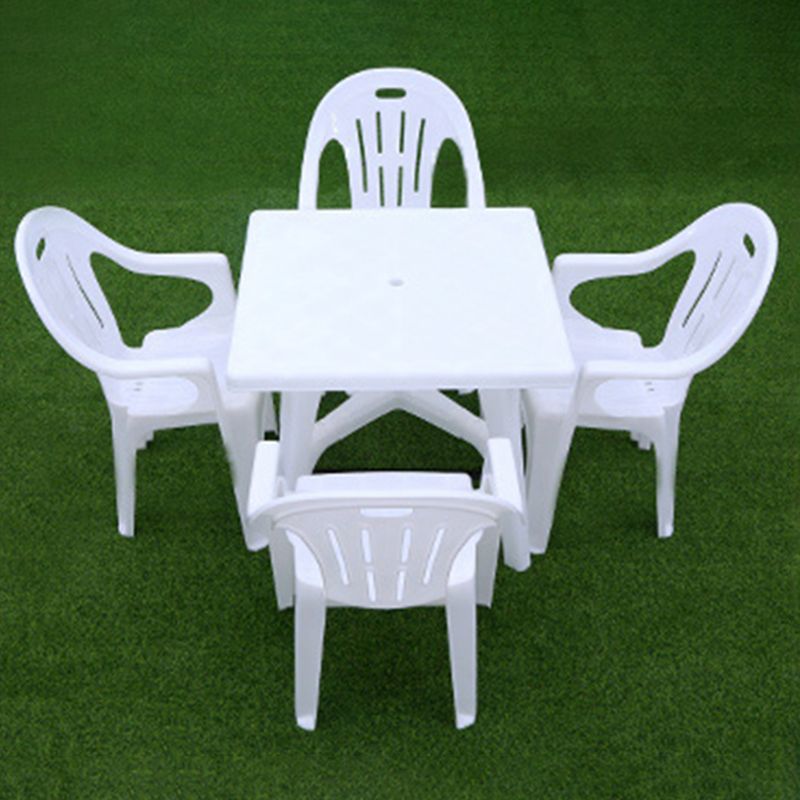 Contemporary Style Dining Set Plastic Square 1/5/7/9 Pcs Dining Table Set