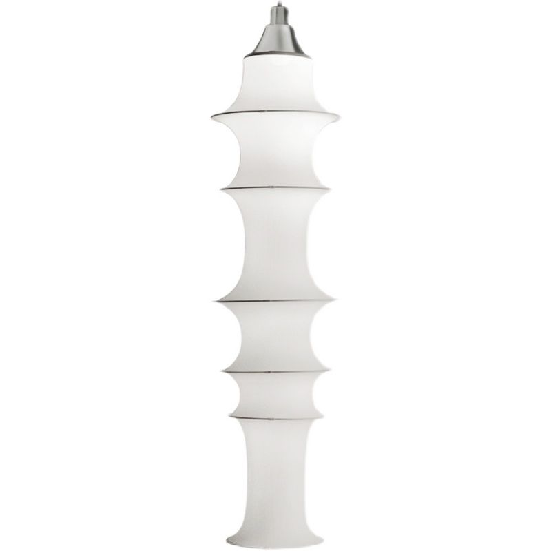 Multi-sections Silk Fabric Pendant Light Modern Style White 1-Light Suspension Lighting Fixture for Living Room