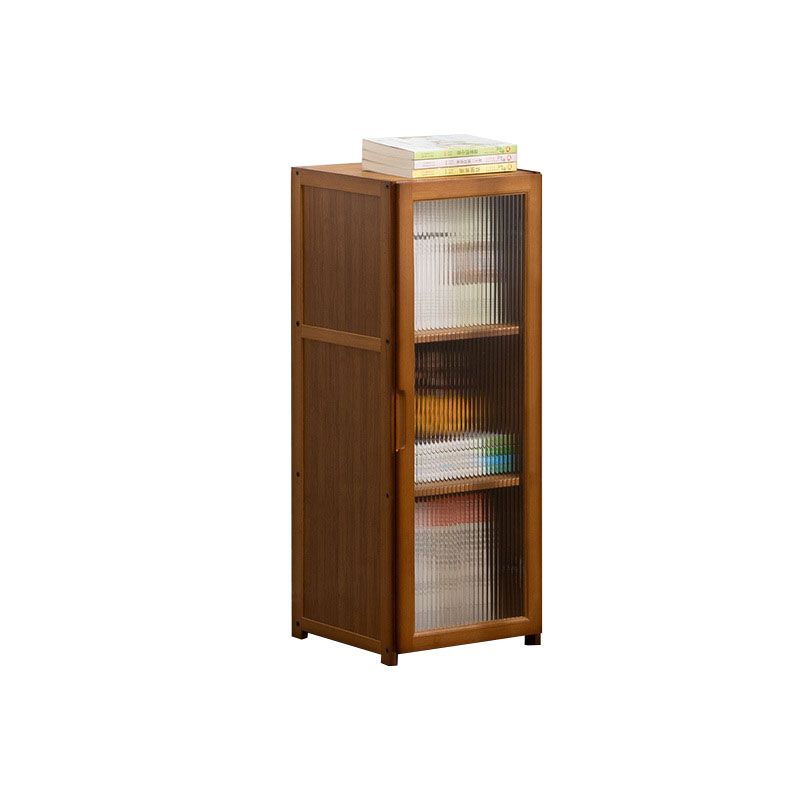 Contemporary Closed Back Bamboo Bookshelf Acrylic Bookcase with Cabinets