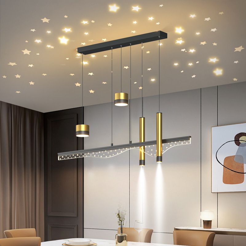 3/4/5-Light Contemporary Black Kitchen Island Lighting LED Ceiling Light for Foyer