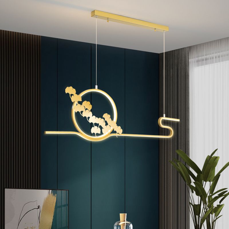 Luces de isla de forma lineal Estilo moderno Metal dos luces colgantes de luz