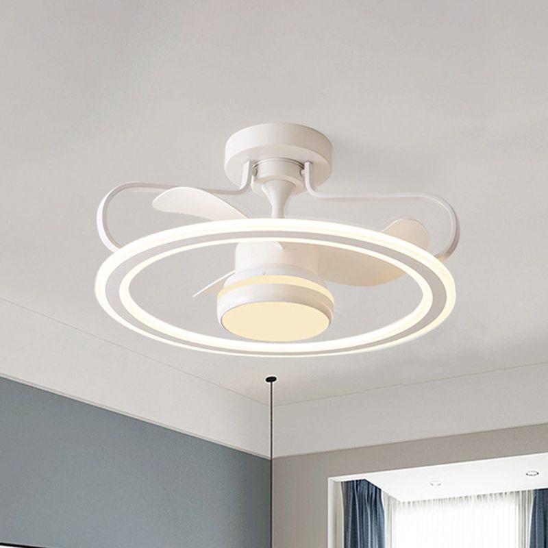 23,5 "breite weiße Reifen Deckenlüftungslampe Moderne LED Metallic Semi Mount Lighting mit 3 Klingen
