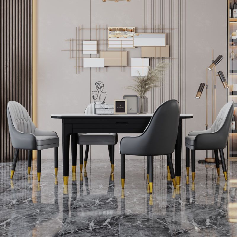 Faux Leather Dining Chairs Modern Parsons Chair with Wood Legs